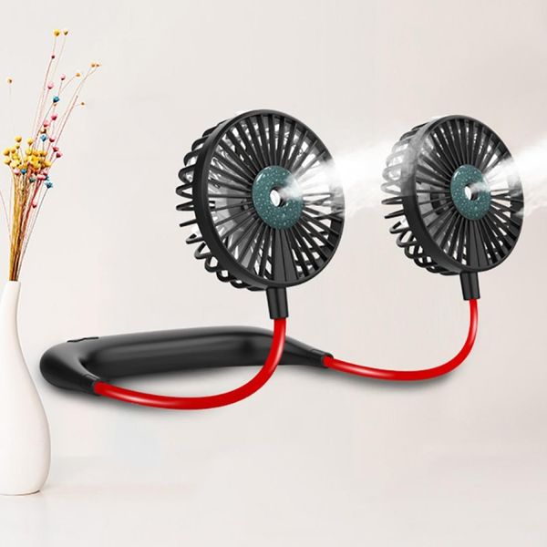 

lazy hanging neck spray fan usb charging outdoor sports portable folding mini fan