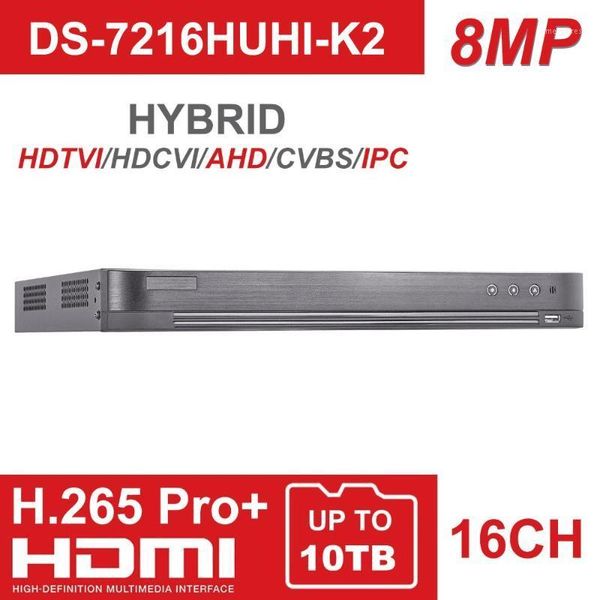 

kits 16ch 5 in 1 ahd dvr ds-7216huhi-k2 support cvbs tvi cvi analog ip cameras p2p cloud h.265 video recorder rs485 audio1, Black;white