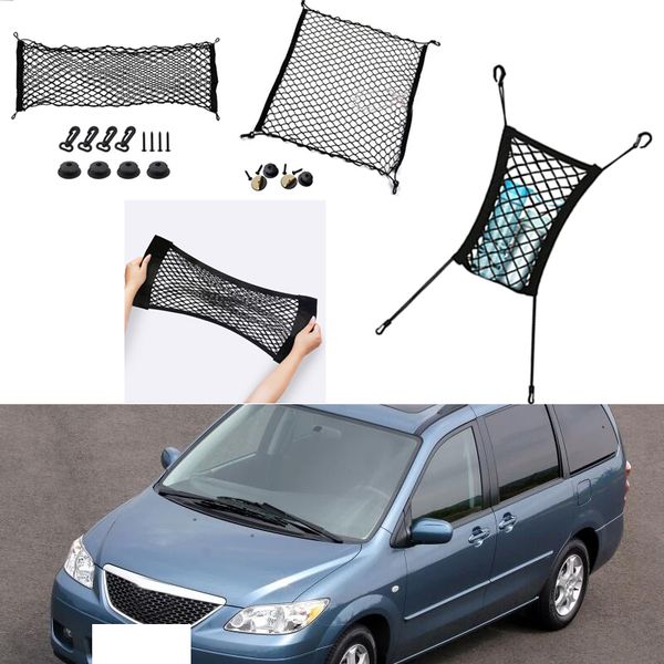 

for mazda 8 car vehicle black rear trunk cargo baggage organizer holder storage nylon plain vertical seat net frame trim