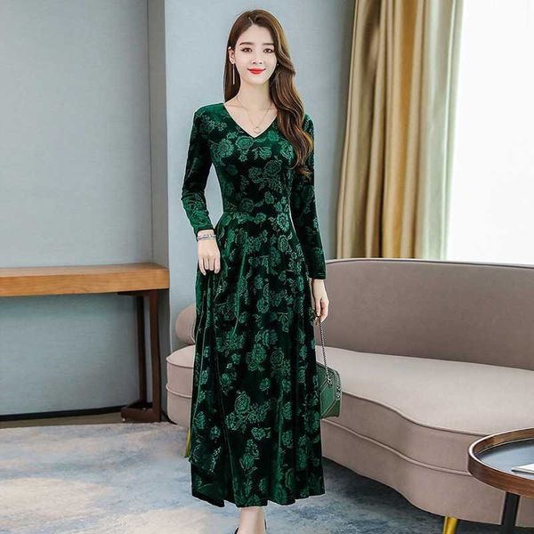

broad lady printed v-neck long-sleeved slim-fit large spring and autumn broad lady printed women's dressdress dressv-neck long-sleeved, Black;gray