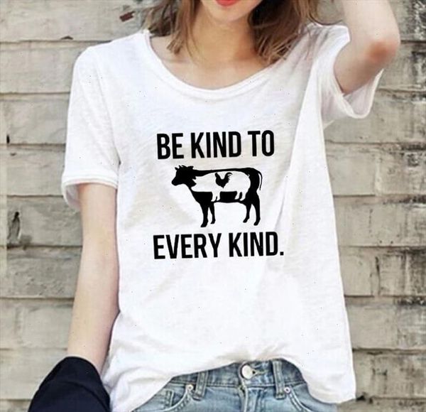 

be kind to every kind letter cow print t shirt women short sleeve o neck loose tshirt summer women tee shirt, White
