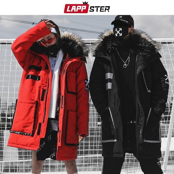 

lappster streetwear winter parkas men 2020 mens japanese thick long coat windbreaker hip hop fashion warm hooded jackets coats1, Black