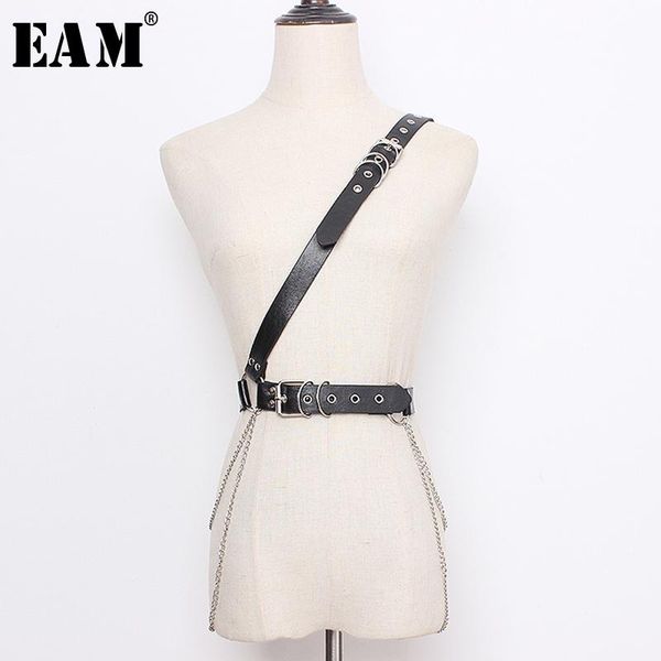 

eam] pu leather black metal circle spit joint strapless belt personality women new fashion tide all-match spring 2020 1t714, Black;brown