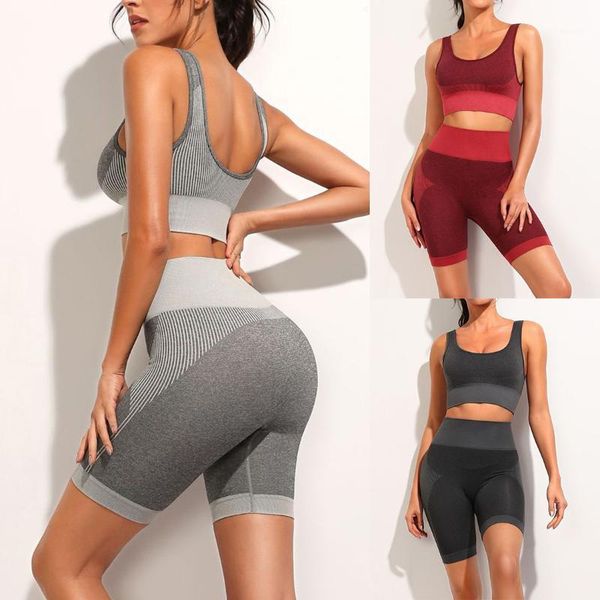 

women seamless yoga set 2pc tight crop short sportsuit workout outfit fitness sets gym clothes female fitness running set1, White;red