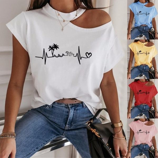 

plus size women summer print t shirt off shoulders o neck short sleeved tshirt fashion lady street casual white pink