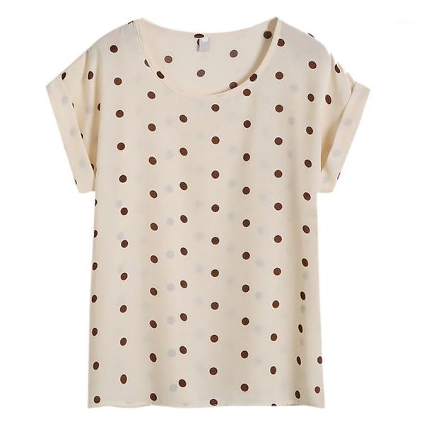 

summer casual women's casual blouse shirt floral chiffon print o neck short sleeve lady's loose blusas1, White