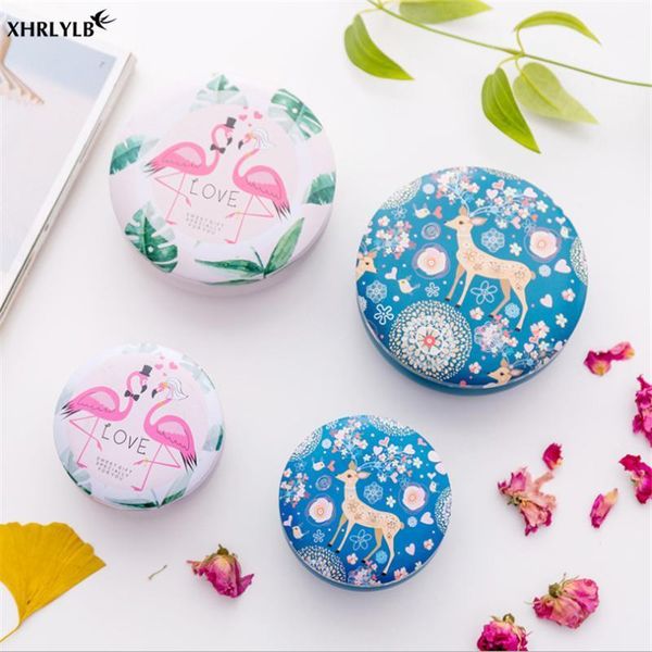 

xhrlylb european creative flamingo round tinplate small fresh candy box daily storage sundries baby shower kitchen accessories71