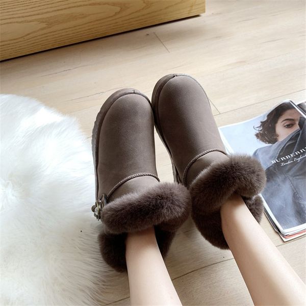 

2021 new fashion snow fur for women winter shoes mujer boots wzav, Black