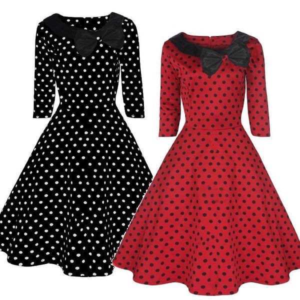 

women vintage rockabilly polka dot parisian swing dress black red 50s retro pin spaghetti strap up plus size, Black;gray