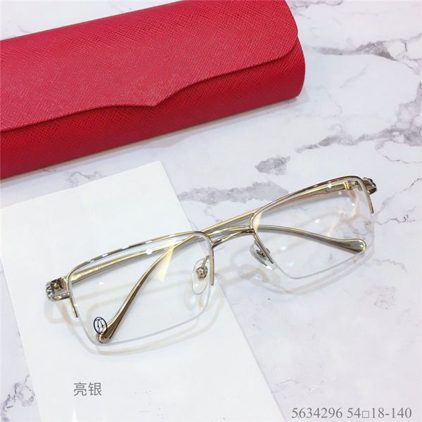 

5634296 new classic optical glasses for men and women square metal half frame metal temple glasses simple atmosphere style glasses box, White;black