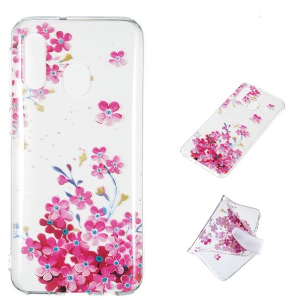 

red plum blossom pattern highly transparent tpu protective case for galaxy a40