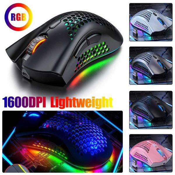 

mice 1600dpi 3 gear adjustable gaming mouse 7 keys hollow out design wireless rgb light effect for lappc computer1