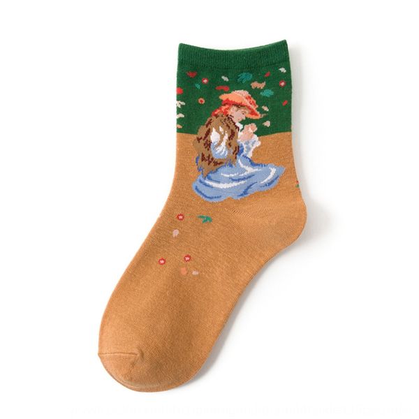 

cotton tide ins fashion brand sports socks and socksoil painting socks cartoon couple oil painting stockings qhyiv, Black