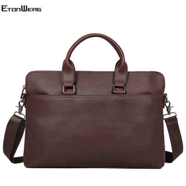 

vintage men's briefcase large solid computer laphandbag business office tote male waterproof leather shoulder messenger bags
