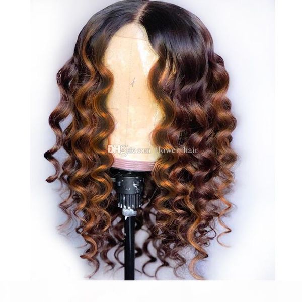 

full lace human hair wigs ombre two tone 1b 30 loose wavy brazilian virgin hair 150 density natural hairline glueless bleached knots, Black;brown