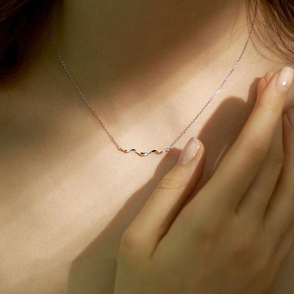 

chains modaone simple minimalist dainty wave silver color clavicle chain necklace for women korean fashion jewelry gifts s925 stamp