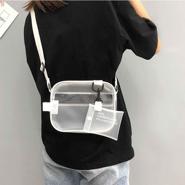 

transparent frosted beach small square bag korean simple shoulder messenger sling bag crossbody