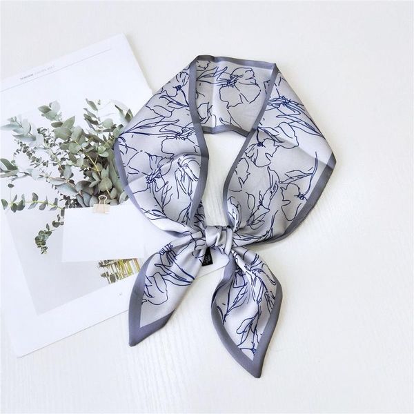 

design spring letter skinny scarf for women bag hair neck silk scarf for ladies foulard headband scarves & wraps, Blue;gray