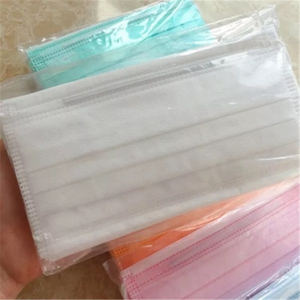 

black 8 colors disposable face masks with box pink white with elastic ear loop 3 ply breathable dust air anti-pollution