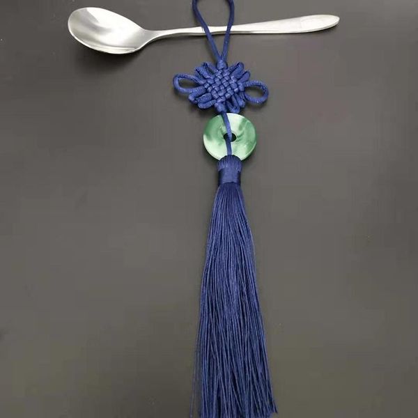 

10pcs lot green jade piece chinese knot tassels silk fringe pendant diy home textile curtain garment jewelry flower tassel trim h bbysjz