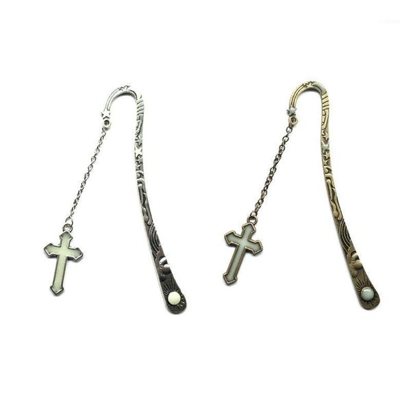

luminous cross bookmarks retro glowing exquisite metal sun and moon stars bookmarks fluorescent metal multi-purpose jewelry1