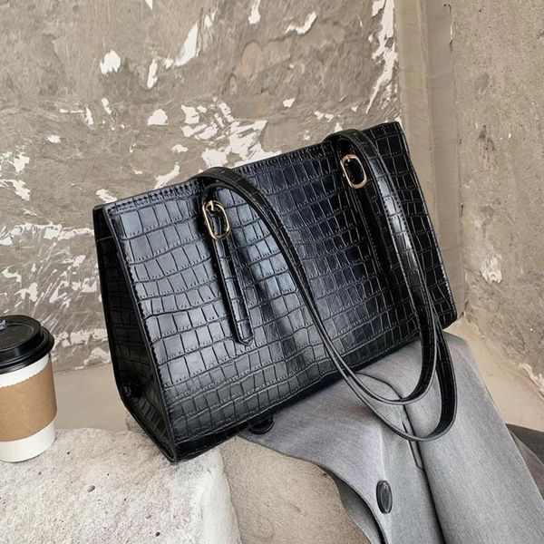 

crocodile pattern women shoulder bag high capacity tote bags for women 2020 large women's bag solid square handbag shopper