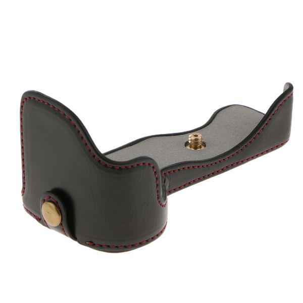 

pu leather half case bag cover protector for sony ilce-6500 a6500 mirrorless camera, black