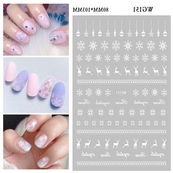 

new3d series snowflake art christmas nail stickers