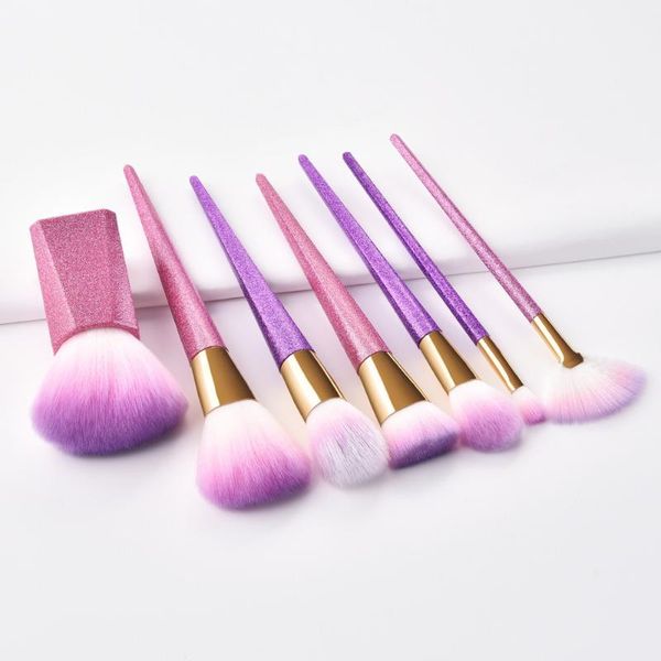 

makeup brushes 7pcs colorful diamond natural hair make up brush sets cosmetics full set foundation eye shadow blending beauty gift