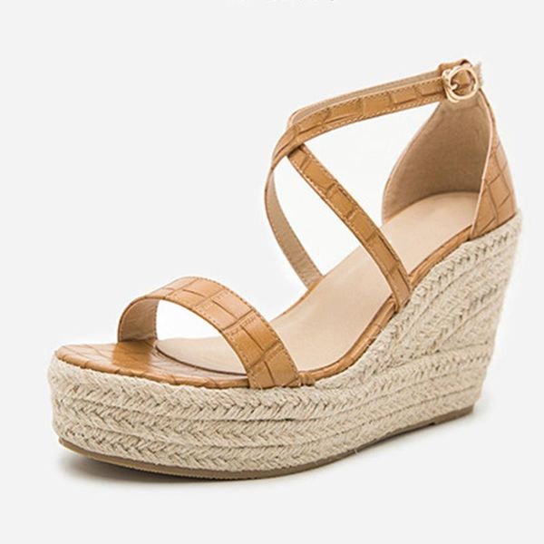 

women's sandals wedges heel platform shoes 2021 summer thick bottom ladies fashion sandals buckle shoes casual female footwear, Black