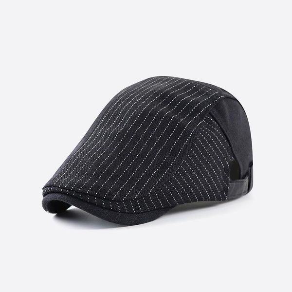 

striped cap for men's forward hat patchwork casual women's fashion beret women's korean new adjustable belt berets 15748, Blue;gray
