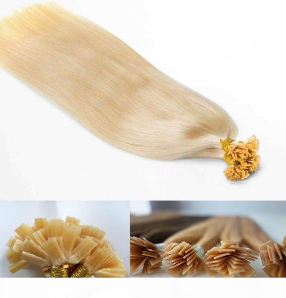 

300g 300strands pre-bonded flat tip hair extension 16 18 20 22 24inch braziian peruvian human hair extensions, ing, Black