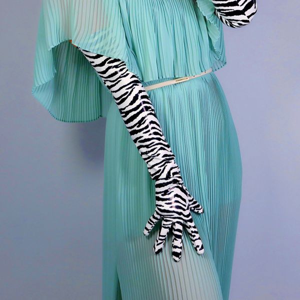 

latex long перчатки обуви кожа pu 24" 60см животных черно-белой печати white tigar zebra женщины длинные кожаные перчатки new wpu208 201019, Blue;gray