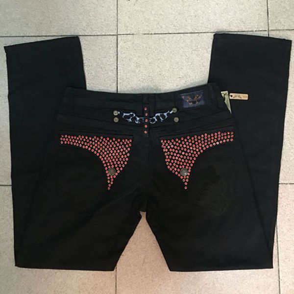 

mens robin crystals jean designer studs denim jeans with trousers fit pants 30-42 size straight men's new simox, Black