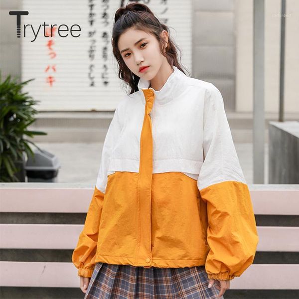 

trytree spring summer jackets casual turn-down collar pockets zipper women polyester workout thin loose coat sun-protective1, Black;brown