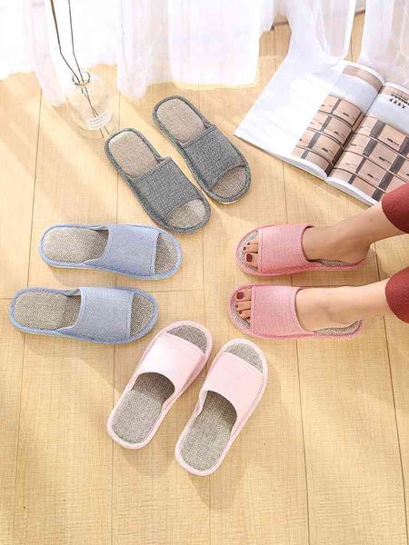 

slippers as06fashion casual home indoor men's and women's shoes non-slip breathable cotton linen slippers els el four seasons univ, Black
