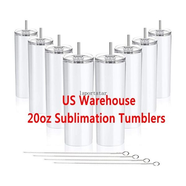 

us stock 20oz sublimation straight tumblers blanks white stainless steel vacuum insulated tapered slim diy 20 oz cup car coffee mugs and str
