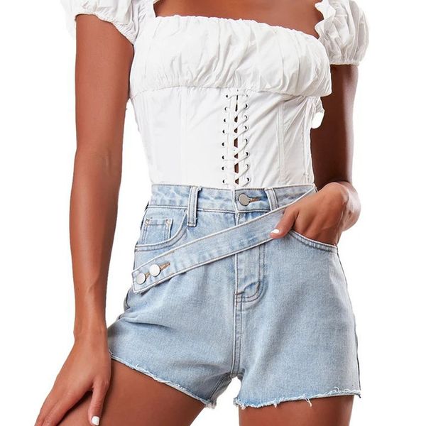 

2021 spring and summer new pants washing chain tassel straight denim shorts