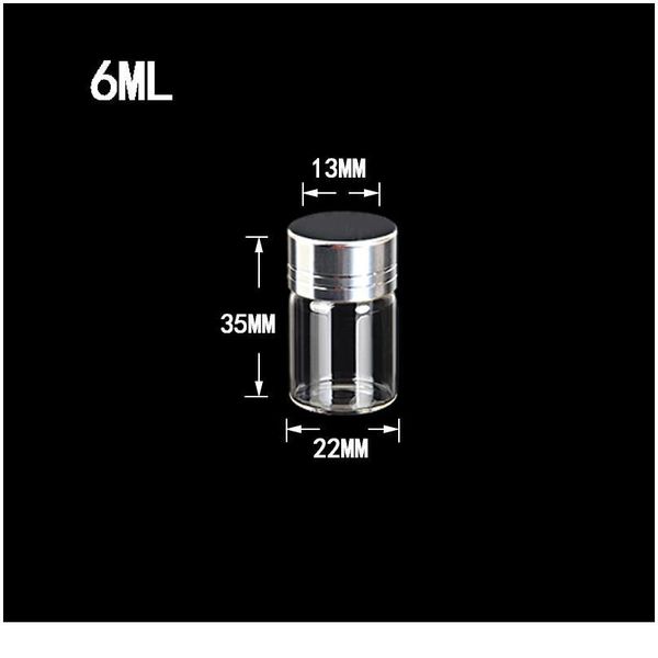 

6ml mini glass bottles screw cap silver aluminium lid cute transparent clear empty glass jars vials bottle bbygmt