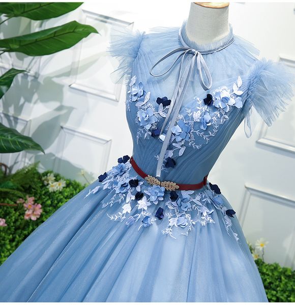 

blue quinceanera dresses applique high neck backless a line sweet 16 dresses vestidos de quinceanera prom dress, Blue;red