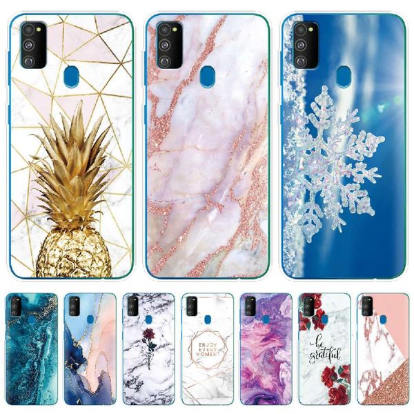 

rfsoft silicone back sheath of samsung m21, tpu marble sheath of samsung galaxy m21, 6.4 inchsw