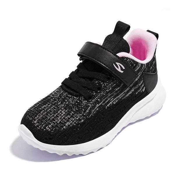 

athletic & outdoor kids sneakers breathable mesh children's shoes cutout single net child flying woven boys sport girls trainer sneaker, Black