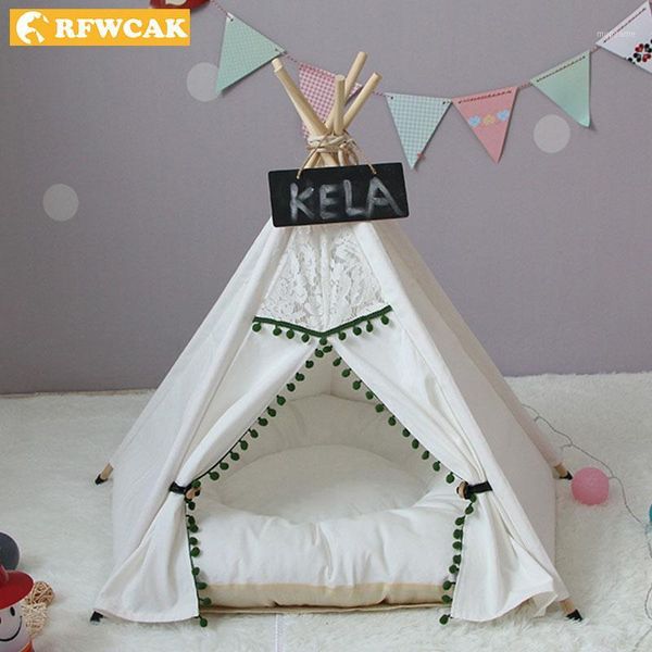 

kennels & pens rfwcak pet dog tent house kennel washable bed for small dogs puppy cat indoor outdoor portable teepee with mat1