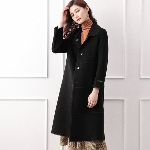 

han edition double long wool coat whom doll draw money cloth coat of new fund of 2021 autumn winters is wholesale1, Black
