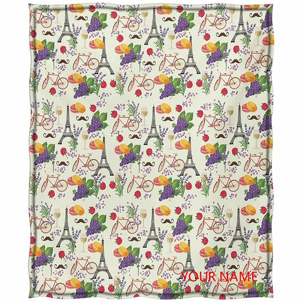 

european all seasons thin quilt, french themed paris must have macarons wines grapes bikes berries eiffel art print diy blanket, very pretty