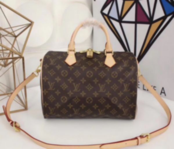 

35cm leather bag designers 30 purse woman fashion bags bag with chain bags luxurys speedy real shoulder dust crossbody sxllg, Brown;gray