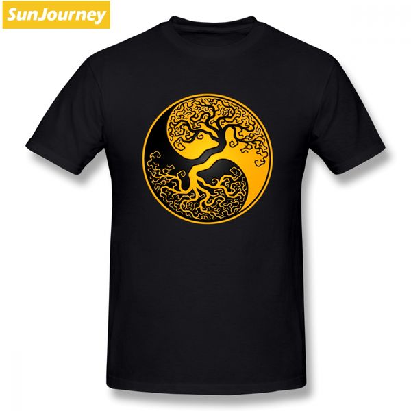 

yellow and black tree of life yin yang men t shirt fashion summer plus size custom short sleeve men's shirts sport hooded sweatshirt ho