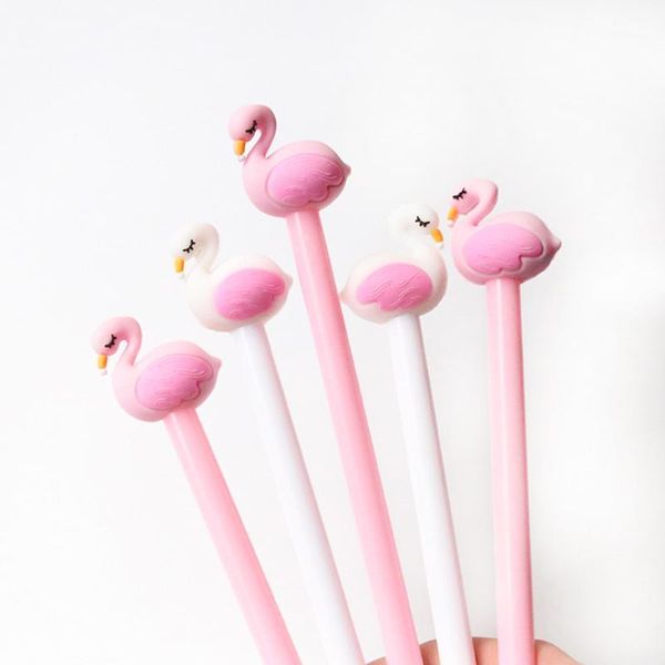 

4pcs cute flamingo gel pen writing black ink pens novelty gift school office supply1