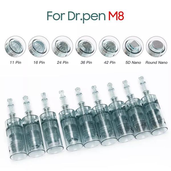 2020 Dermapen M8 Microneedle Kartuş Dövme Mikro İğne 11 16 24 36 Rolling Kiti İğne Derma için Kalem Elektrik Dr.Pen Damgası