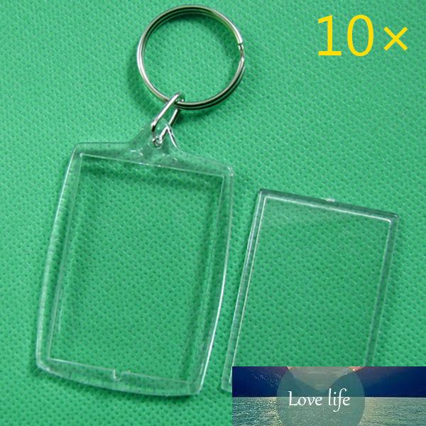 

10 pcs keychain key chain rings blank clear transparent acrylic picture frames 32x46mm lockets xin-shipping, Silver